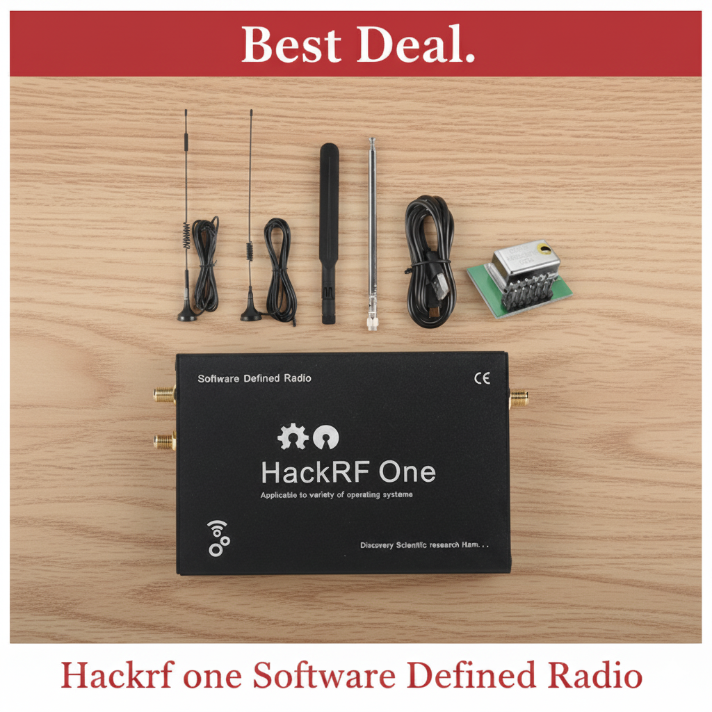 Image of HackRF One SDR with multiple antennas and TCXO module